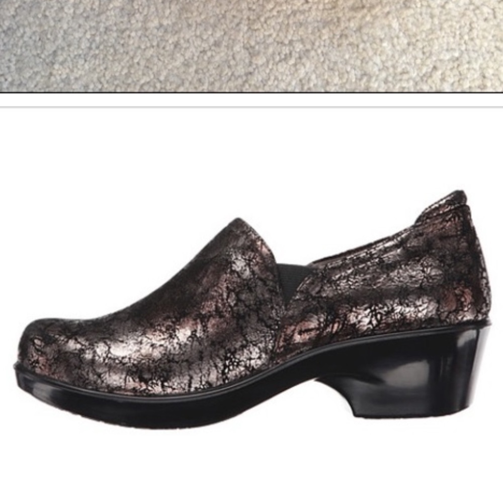 Naturalizer @Work Leather Metallic Ortholite Comfort Clogs Freeda Size 8.5M